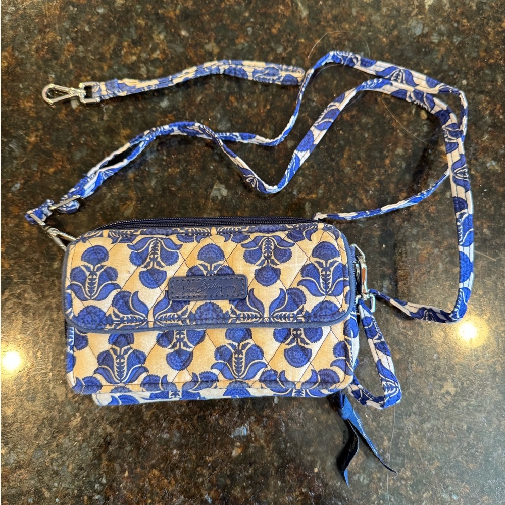 Vera Bradley Crossbody Bag/Wristlet - Discontinued Cobalt Tile Pattern
